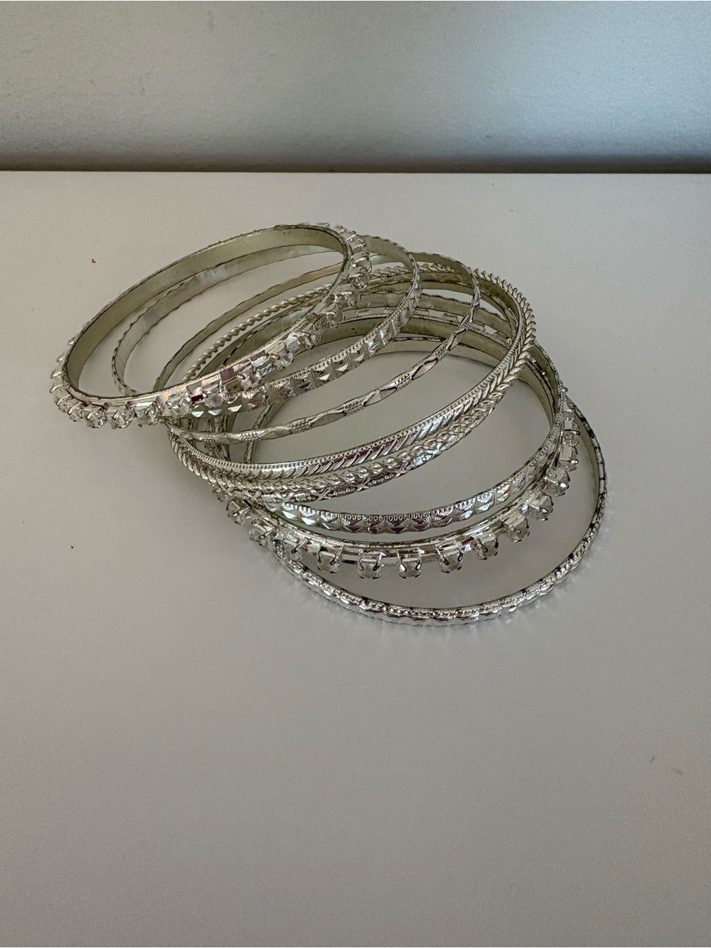 *New* Silver Multi-Texture Bangle Bracelet Set - Brand